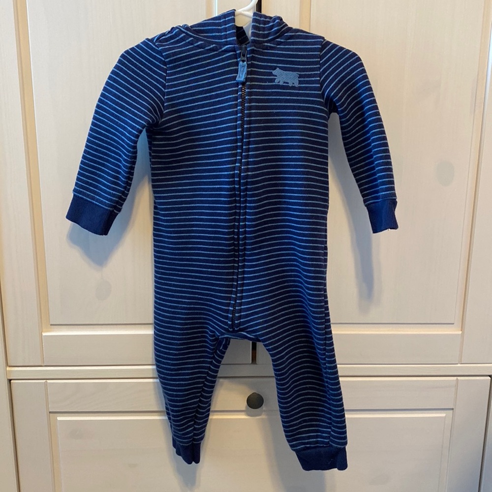 Carter's Baby Boys Zip-Up Hooded Fleece Jumpsuit With Ears, 12 months
